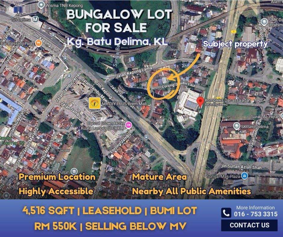 Tanah lot banglo untuk dijual Jalan Kepong — photo 1